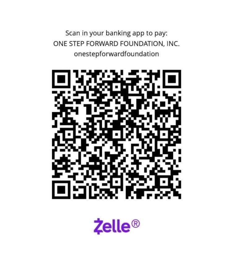 One Step Forward Foundation Zelle donation QR code