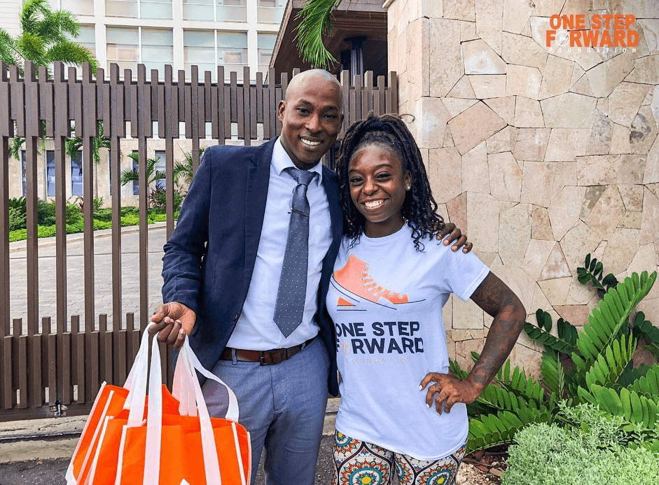 Rozzie Broadnax during One Step Forward Foundation outreach in Montego Bay, Jamaica